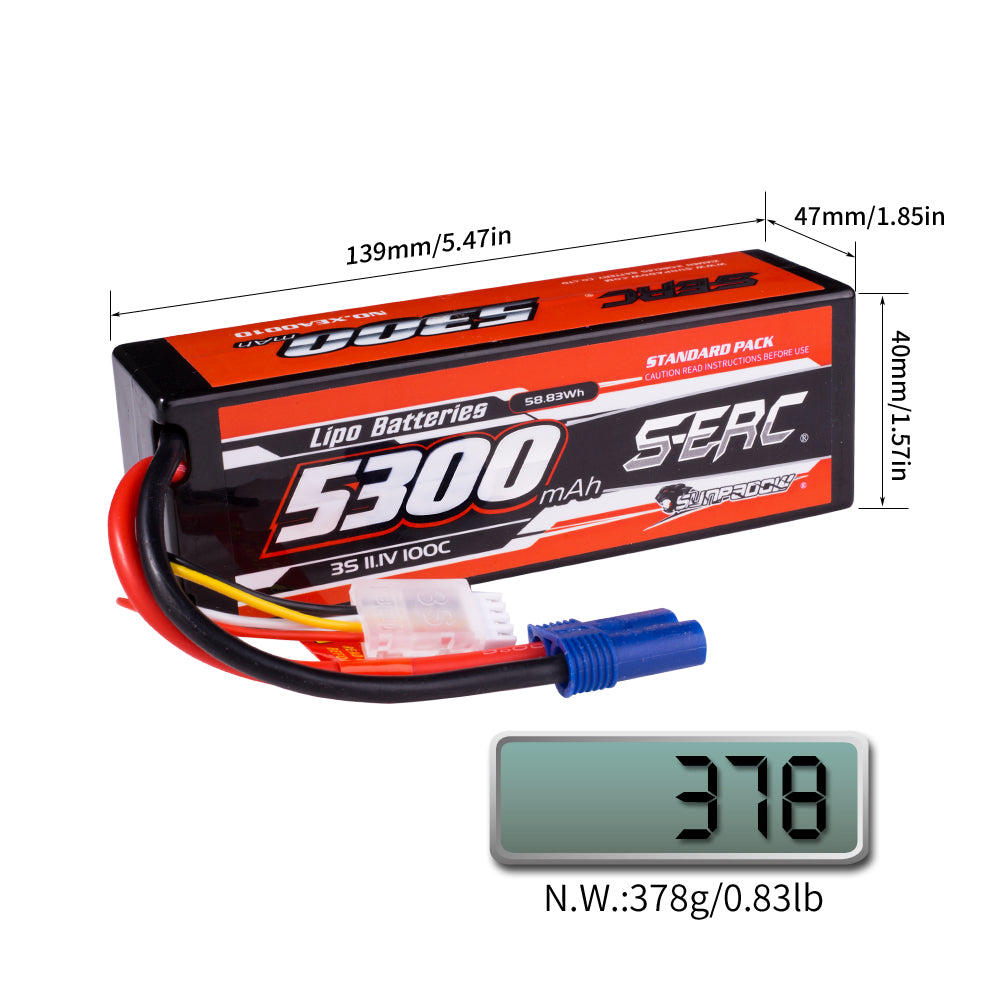 Sunpadow 3S 11,1V 5300mAh 100C Lipo-Akku mit EC5-Stecker (2 St.)