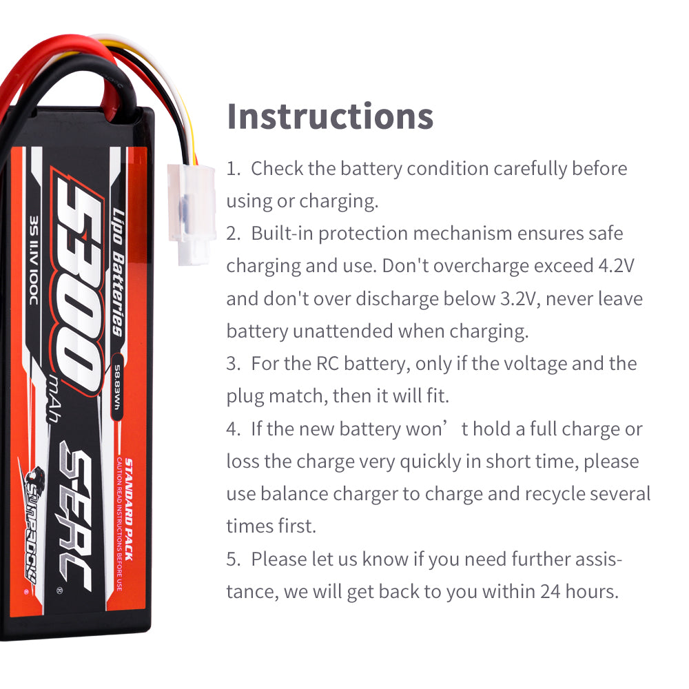 Sunpadow 3S 11,1V 5300mAh 100C Lipo-Akku mit EC5-Stecker (2 St.)