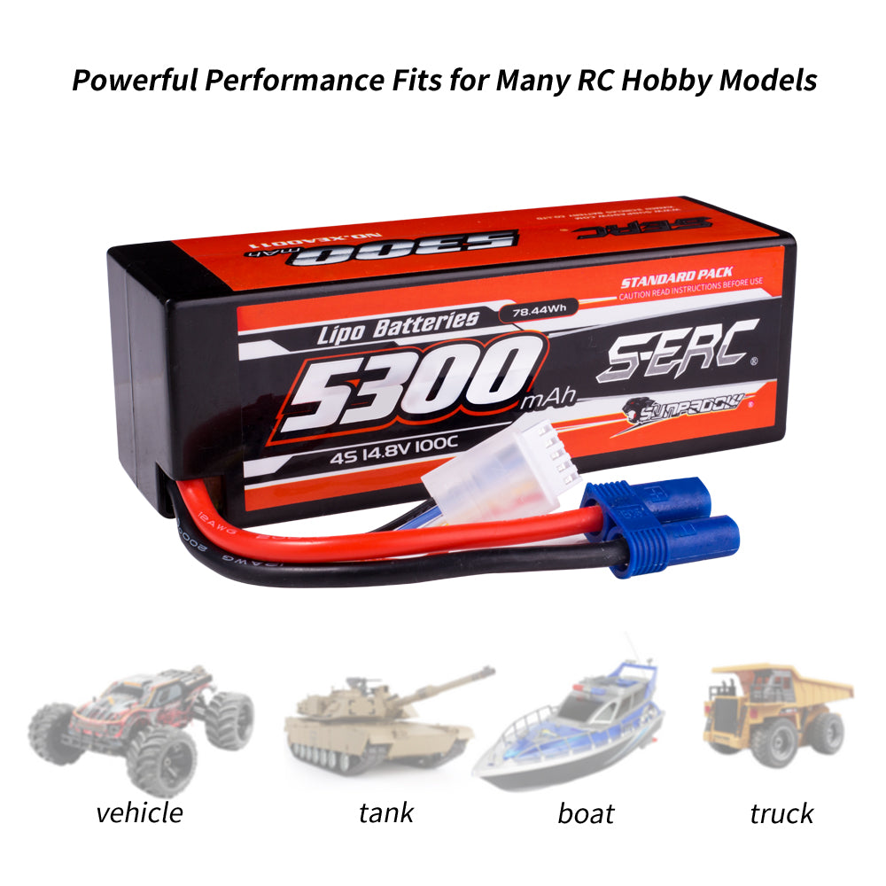Sunpadow 4S 14,8V 5300mAh 100C Lipo-Akku mit EC5-Stecker (2 St.)