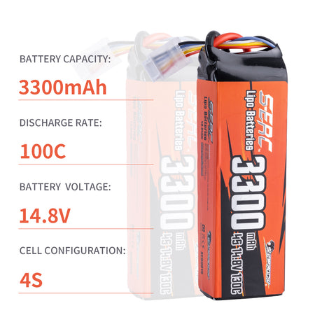 Sunpadow 4S Lipo Akku 14,8V 3300mAh 130C mit XT60 Stecker (2 Stück)