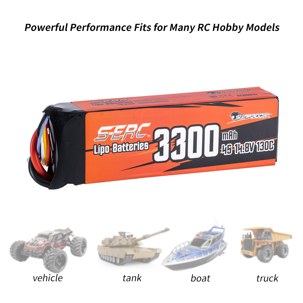 Sunpadow 4S Lipo Akku 14,8V 3300mAh 130C mit XT60 Stecker (2 Stück)