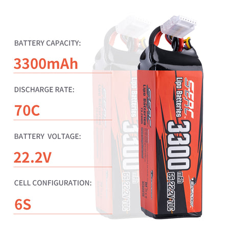 Sunpadow 6S 22,2V Lipo Akku 3300mAh 70C mit XT60 Stecker