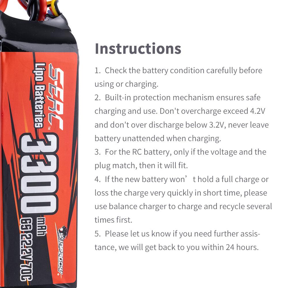Sunpadow 6S 22,2V Lipo Akku 3300mAh 70C mit XT60 Stecker