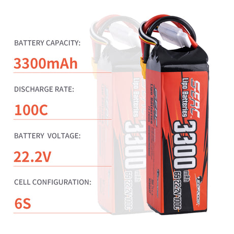 Sunpadow 6S 22,2V Lipo Akku 3300mAh 100C mit XT60 Stecker