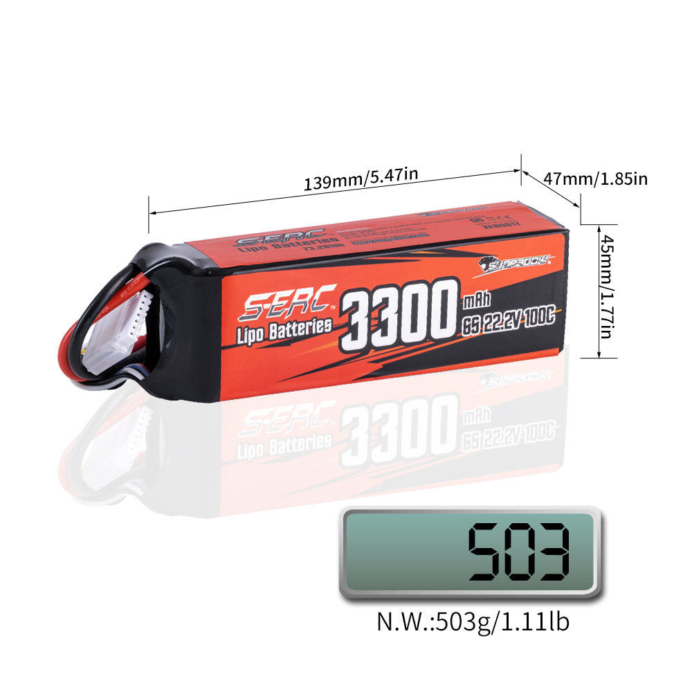 Sunpadow 6S 22,2V Lipo Akku 3300mAh 100C mit XT60 Stecker
