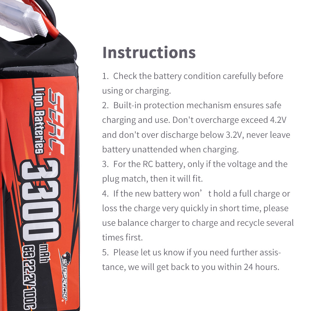 Sunpadow 6S 22,2V Lipo Akku 3300mAh 100C mit XT60 Stecker
