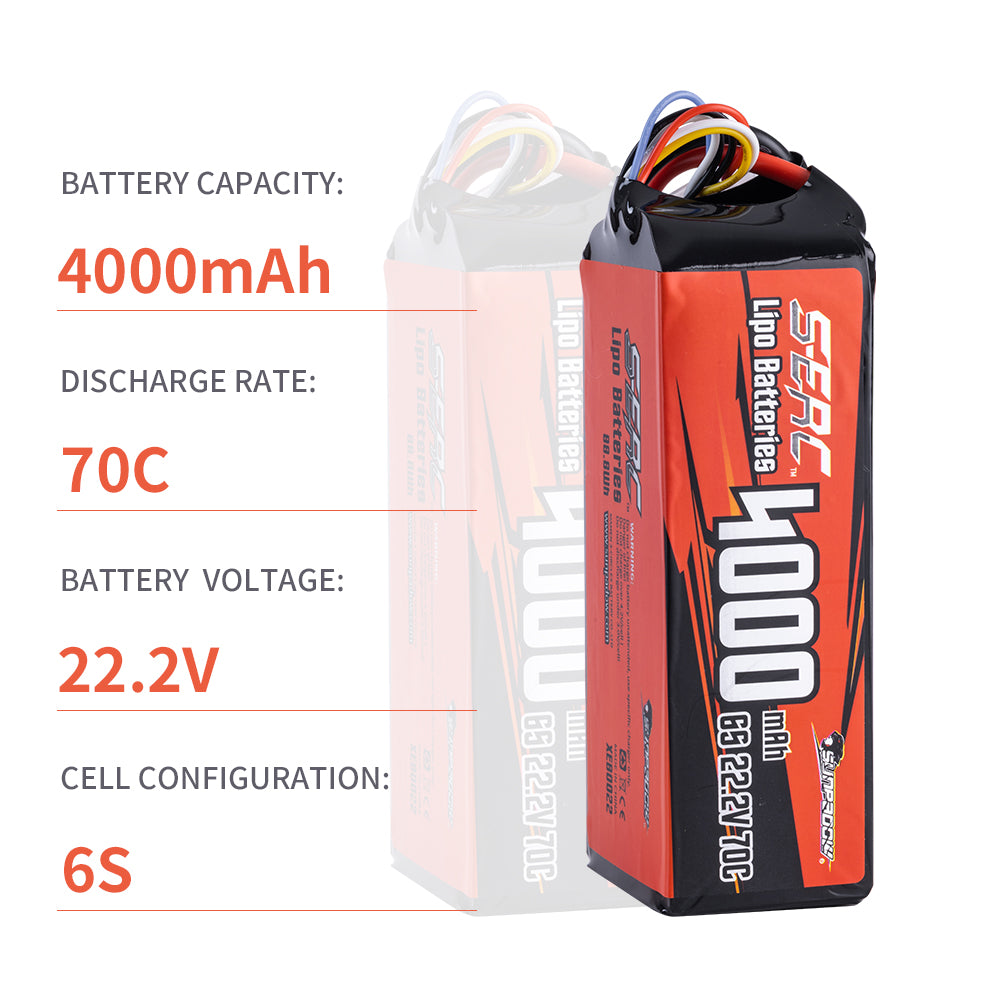 Sunpadow 6S 22,2V Lipo Akku 4000mAh 70C mit XT60 Stecker