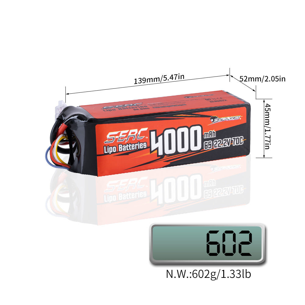 Sunpadow 6S 22,2V Lipo Akku 4000mAh 70C mit XT60 Stecker