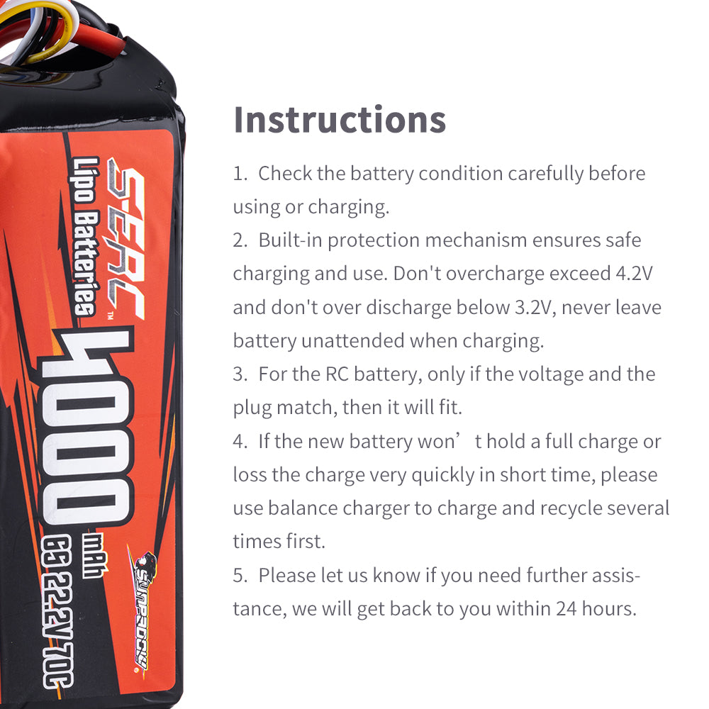 Sunpadow 6S 22,2V Lipo Akku 4000mAh 70C mit XT60 Stecker