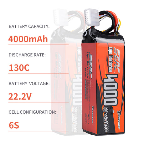 Sunpadow 6S 22,2V Lipo Akku 4000mAh 130C mit XT60 Stecker