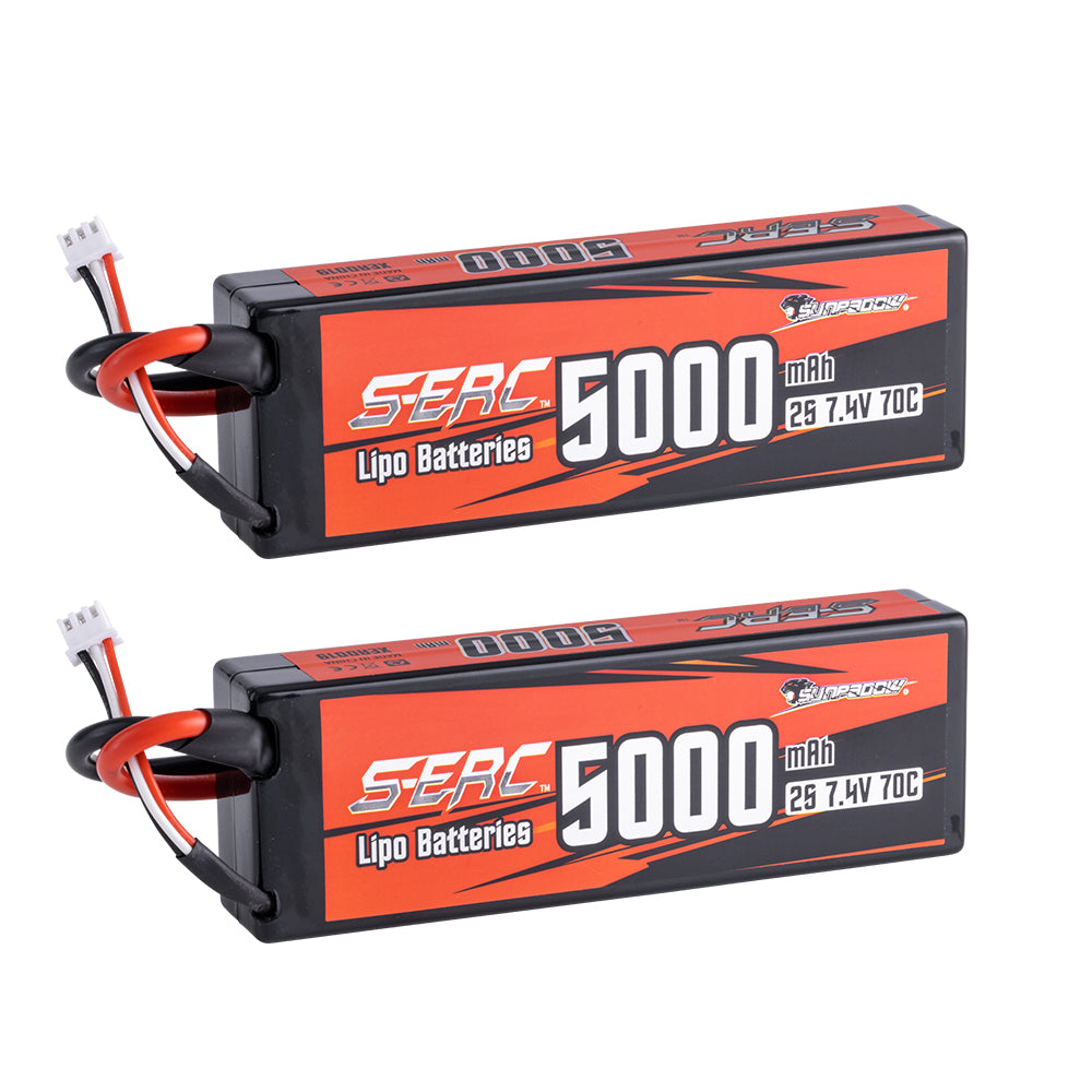 Sunpadow 2S 7,4V Lipo-Akku für 5000mAh 70C Hardcase mit Deans T-Stecker (2 Stück)
