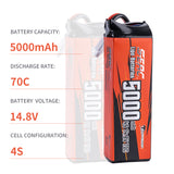 Sunpadow 4S 14,8V Lipo Akku 5000mAh 70C mit EC5 Stecker