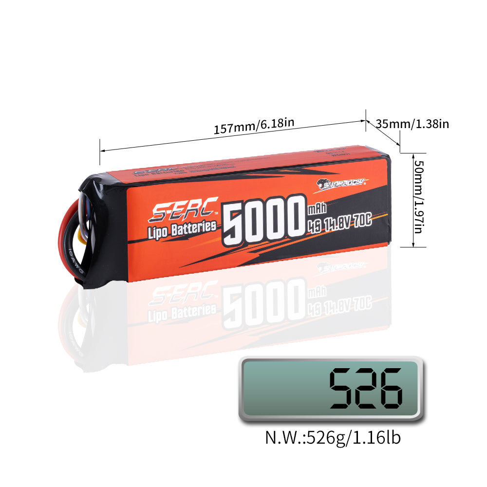 Sunpadow 4S 14,8V Lipo Akku 5000mAh 70C mit EC5 Stecker