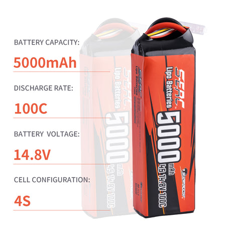 Sunpadow 4S 14,8V Lipo Akku 5000mAh 100C mit EC5 Stecker