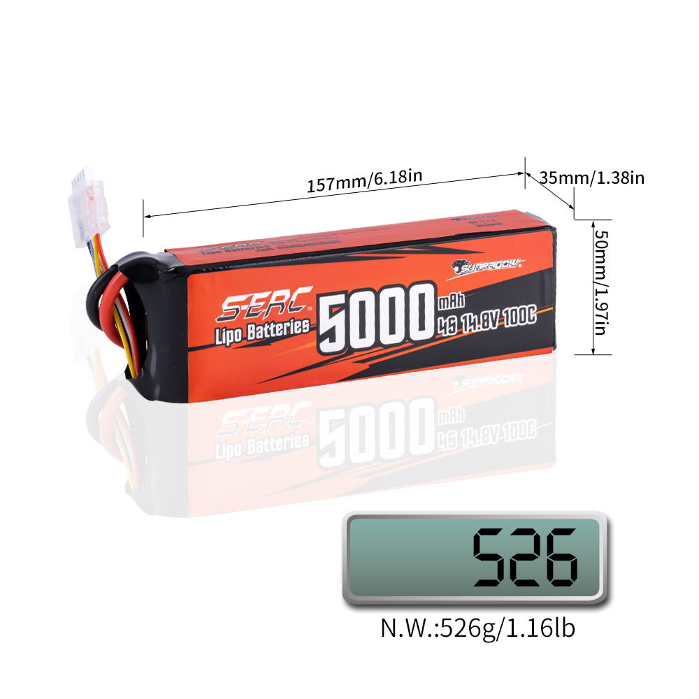Sunpadow 4S 14,8V Lipo Akku 5000mAh 100C mit EC5 Stecker