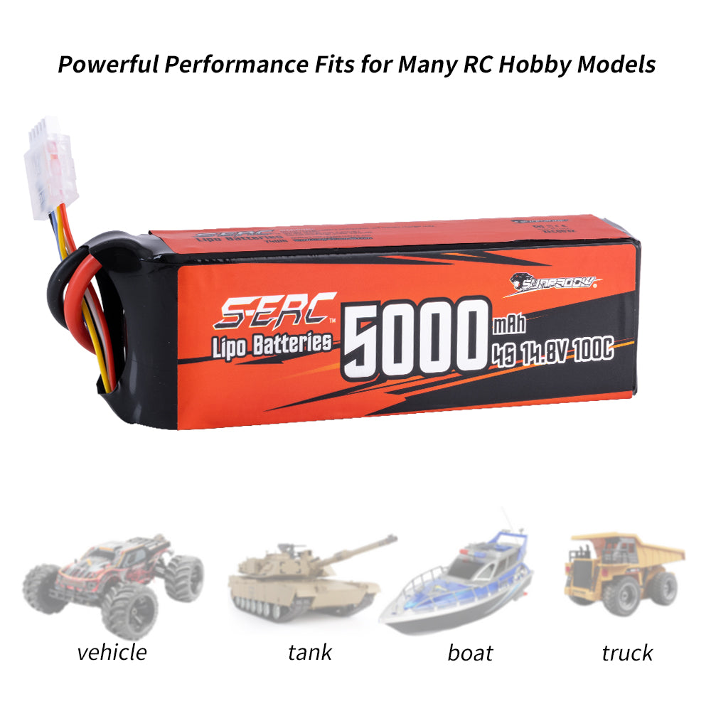 Sunpadow 4S 14,8V Lipo Akku 5000mAh 100C mit EC5 Stecker