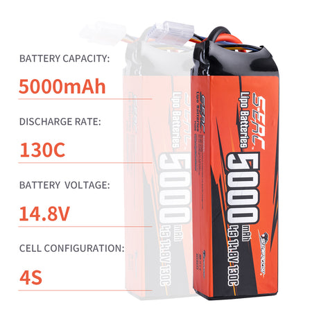 Sunpadow 4S 14,8V Lipo Akku 5000mAh 130C mit EC5 Stecker