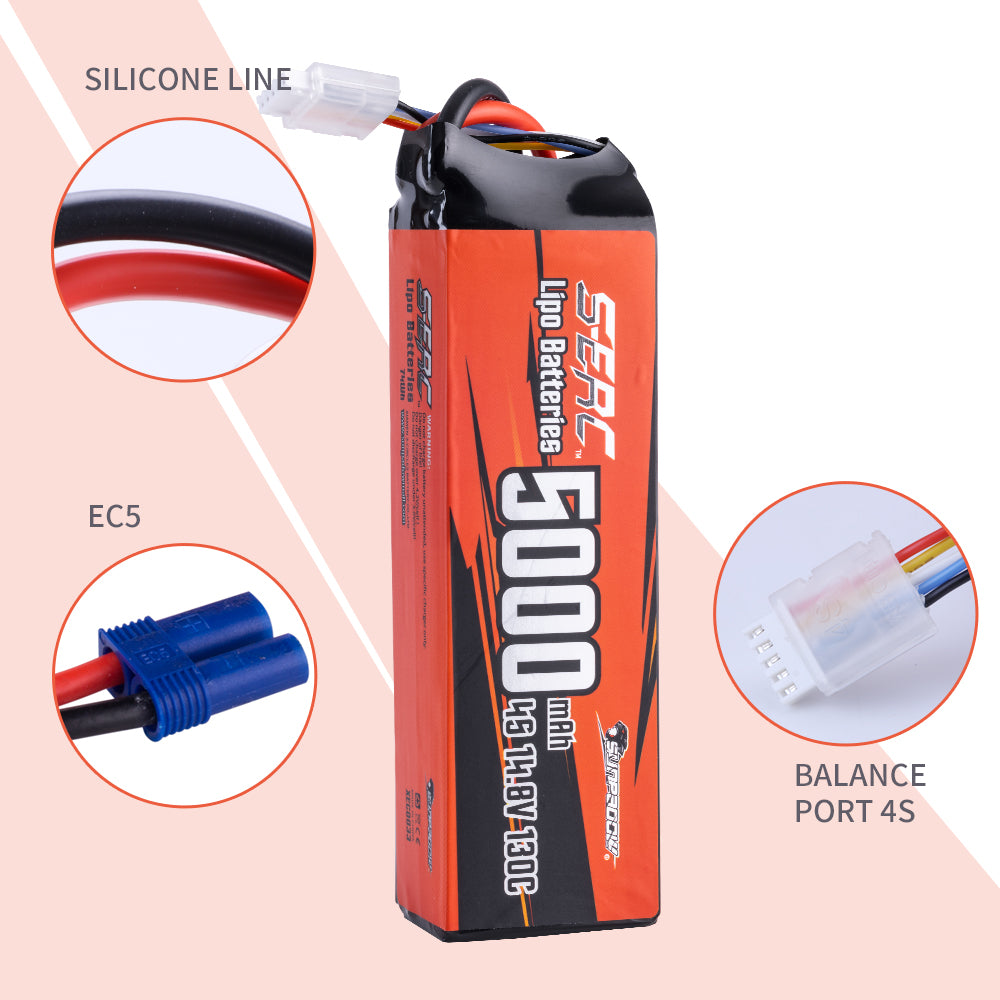 Sunpadow 4S 14,8V Lipo Akku 5000mAh 130C mit EC5 Stecker