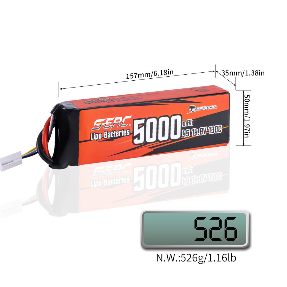 Sunpadow 4S 14,8V Lipo Akku 5000mAh 130C mit EC5 Stecker