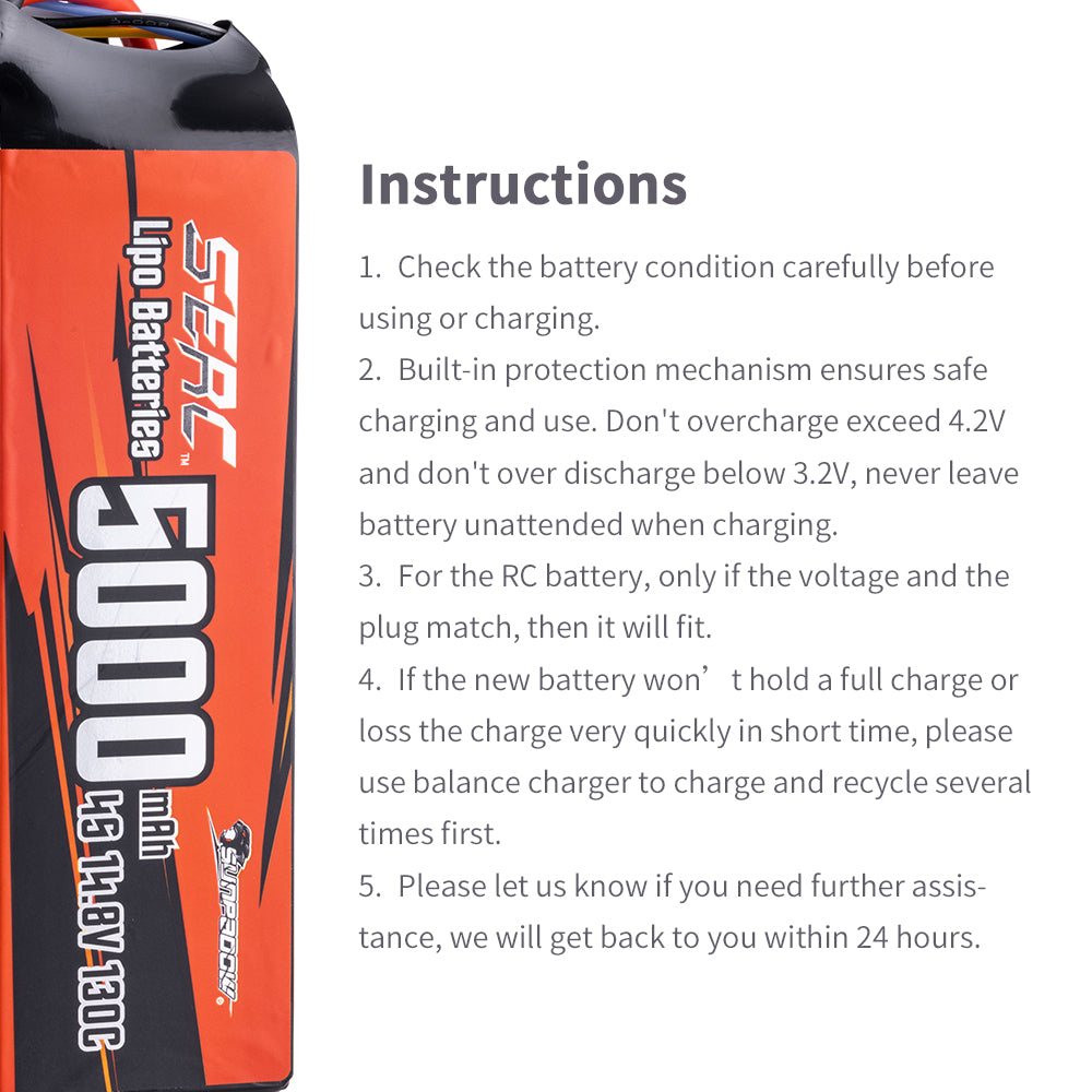 Sunpadow 4S 14,8V Lipo Akku 5000mAh 130C mit EC5 Stecker