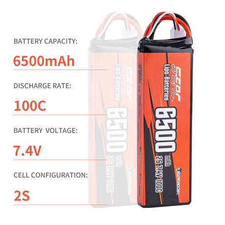 Sunpadow 2S Lipo-Akku 6500mAh 7,4V 100C mit TRX-Stecker