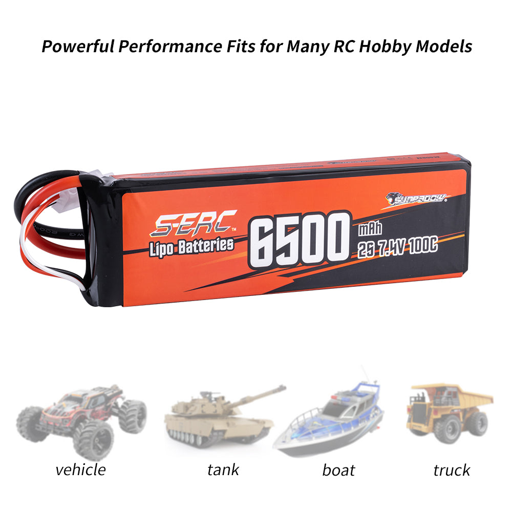 Sunpadow 2S Lipo-Akku 6500mAh 7,4V 100C mit TRX-Stecker