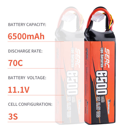 Sunpadow 3S 6500mAh 11,1V LiPo Akku 70C mit T-Stecker