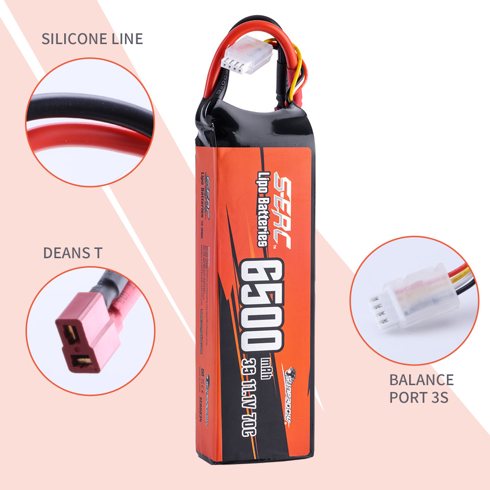 Sunpadow 3S 6500mAh 11,1V LiPo Akku 70C mit T-Stecker