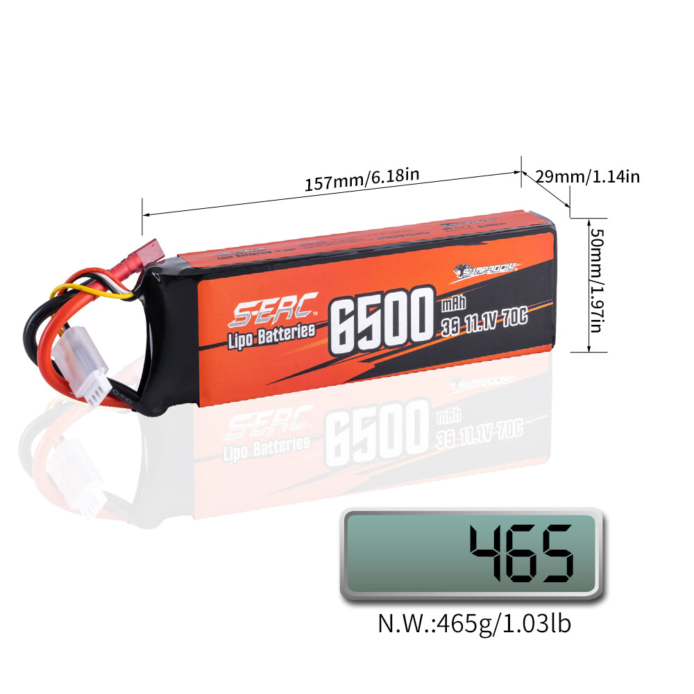 Sunpadow 3S 6500mAh 11,1V LiPo Akku 70C mit T-Stecker