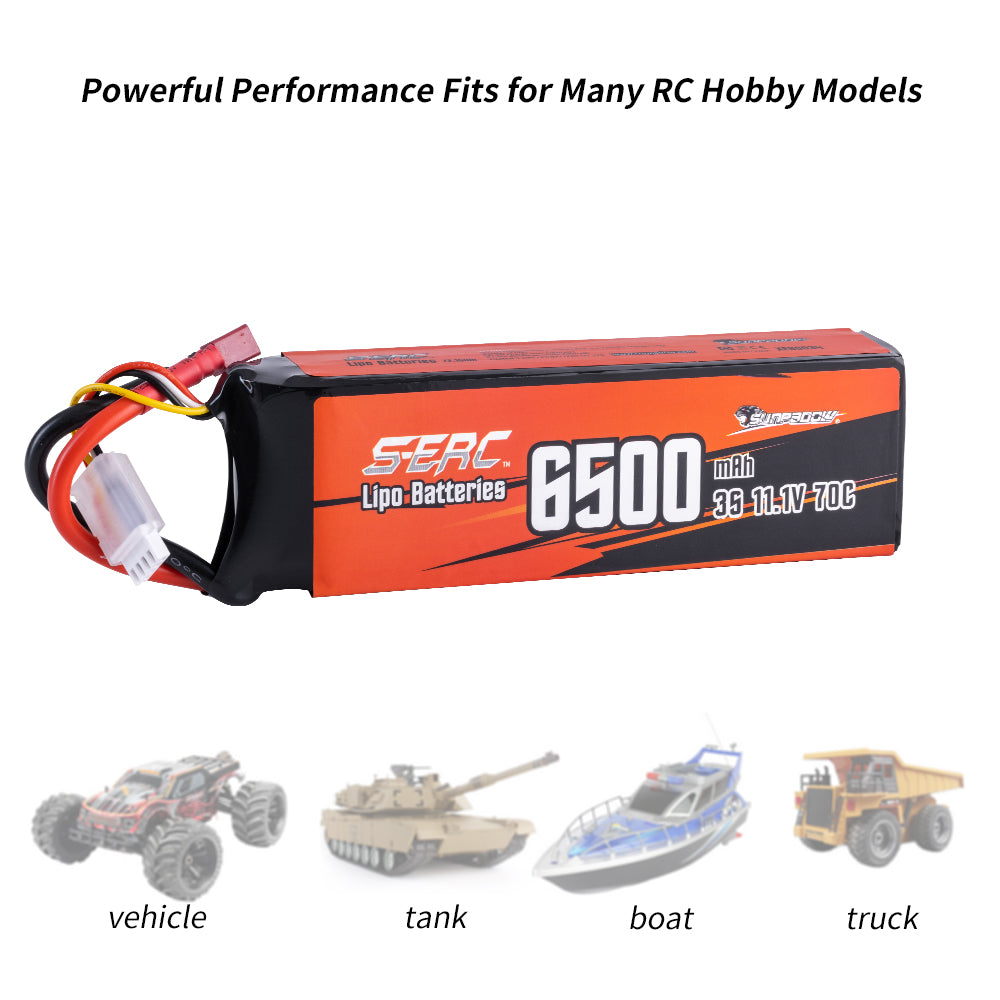 Sunpadow 3S 6500mAh 11,1V LiPo Akku 70C mit T-Stecker