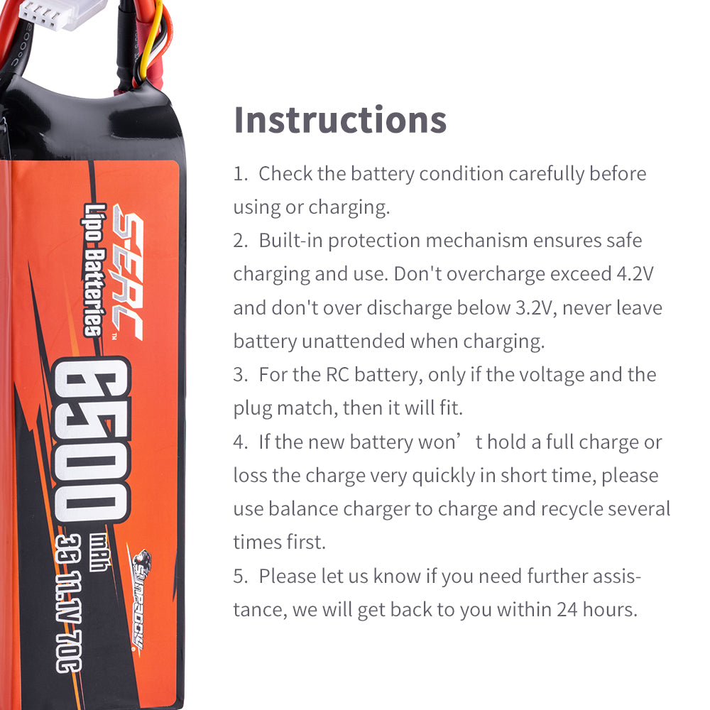 Sunpadow 3S 6500mAh 11,1V LiPo Akku 70C mit T-Stecker