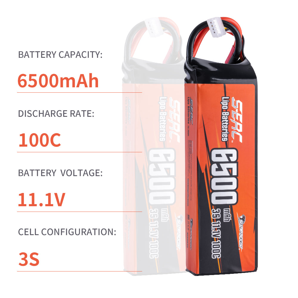 Sunpadow 3S 6500mAh 11,1V LiPo-Akku 100C mit T-Stecker