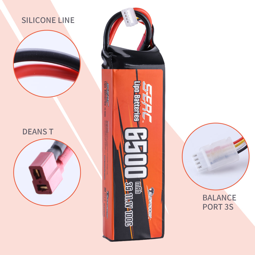 Sunpadow 3S 6500mAh 11,1V LiPo-Akku 100C mit T-Stecker