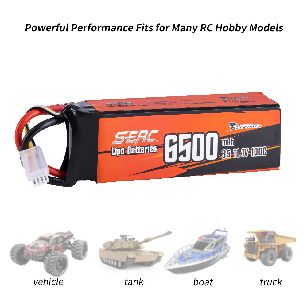 Sunpadow 3S 6500mAh 11,1V LiPo-Akku 100C mit T-Stecker