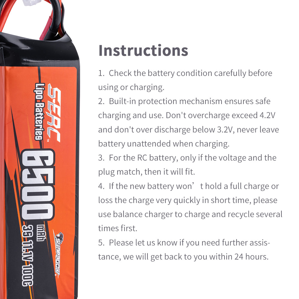 Sunpadow 3S 6500mAh 11,1V LiPo-Akku 100C mit T-Stecker