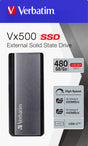 Verbatim SSD 480GB, USB 3.1, Typ A-C, Mini Vx500, (R) 500MB/s, (W) 440