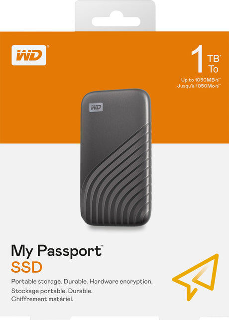 Western Digital SSD 1TB, USB 3.2, Typ C, Mini My Passport, (R) 1050MB/s, Retail