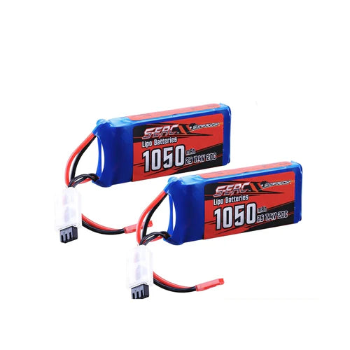 Sunpadow 2S Lipo Akku 7,4V 20C 1050mAh mit JST Stecker (2 St.)