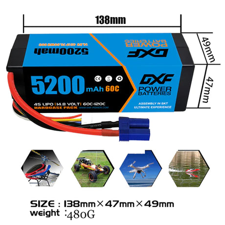 DXF 4S 5200mAh 14,8V 60C Hardcase LiPo Akku