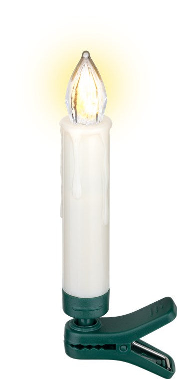 Goobay 10 kabellose LED-Weihnachtsbaumkerzen - mit Klemmen und IR-Fernbedienung für Timer, Leuchtmodi & Dimmer