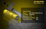 Nitecore 18650IMR 3,7V 2500mAh Li-Ion Akku
