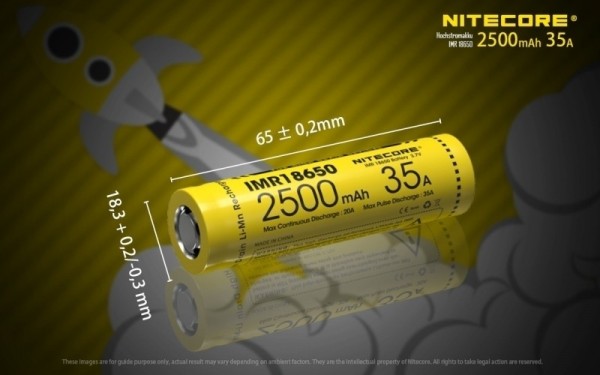 Nitecore 18650IMR 3,7V 2500mAh Li-Ion Akku