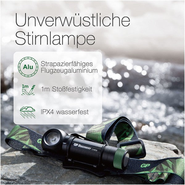GP Batteries Stirnlampe CH35 600lumen inkl. 1x 18650 3,7V Li-Ion Akku