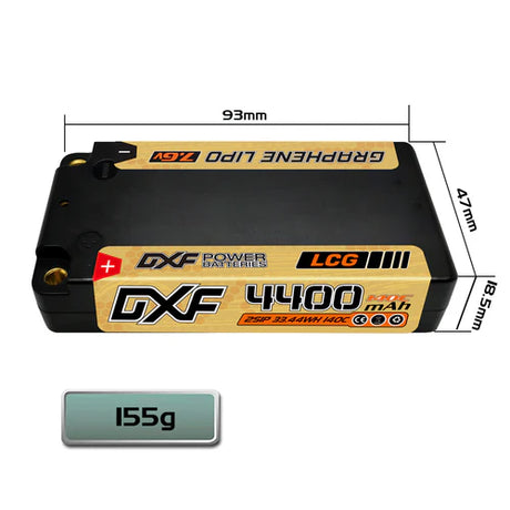 DXF 2S 4400mAh 7,6V 140C Graphene Dean Hardcase Shorty Lipo Akku (2 St.)