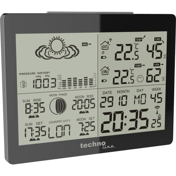 Technoline WS 6760 - moderne Wetterstation in schwarzer Hochglanz-Optik