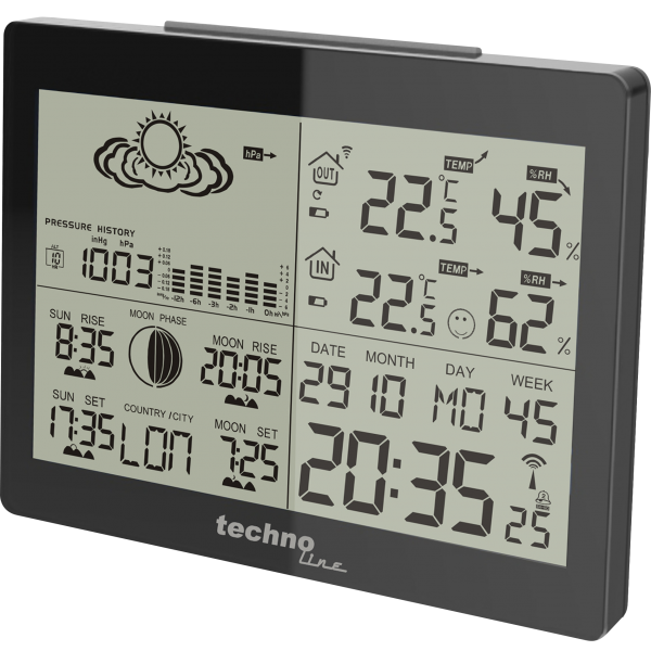 Technoline WS 6760 - moderne Wetterstation in schwarzer Hochglanz-Optik