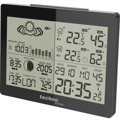 Technoline WS 6760 - moderne Wetterstation in schwarzer Hochglanz-Optik