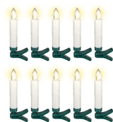 Goobay 10 kabellose LED-Weihnachtsbaumkerzen - mit Klemmen und IR-Fernbedienung für Timer, Leuchtmodi & Dimmer