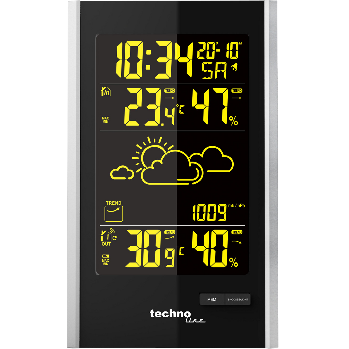 Technoline WS 9060 moderne Wetterstation mit Farbwechselfunktion