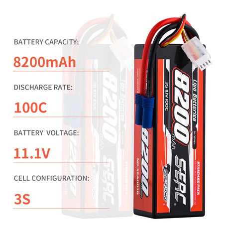 Sunpadow 3S 11,1V Lipo Akku 100C 8200mAh mit EC5 Stecker